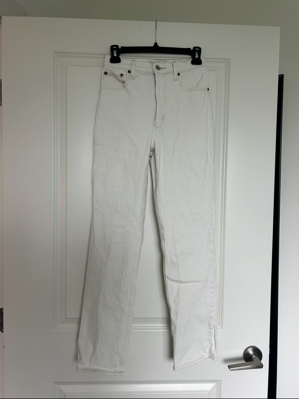 Abercrombie & Fitch White High Rise Straight Jeans